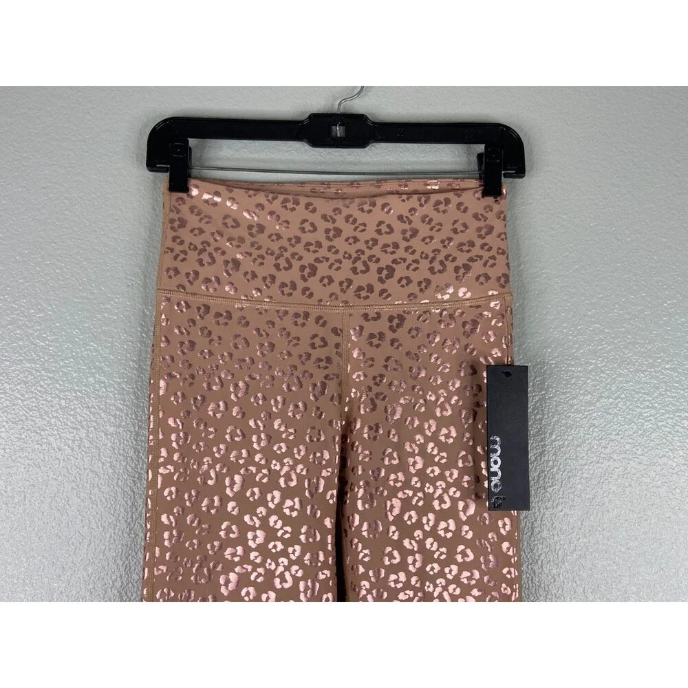 Mono B Women Small Pink Leopard Print Athletic Leggings Casual Party Workout - Picture 2 of 8